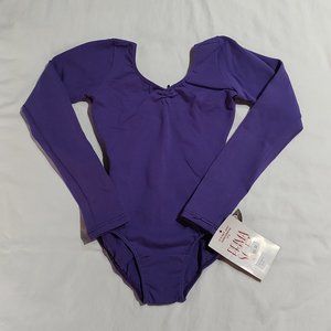 PrimaSoft Purple Long Sleeve Pinch Neck Leotard